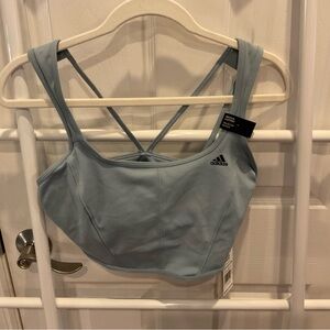 Adidas Women's Light Blue Sports Bra NWT w/ makeup stain 555